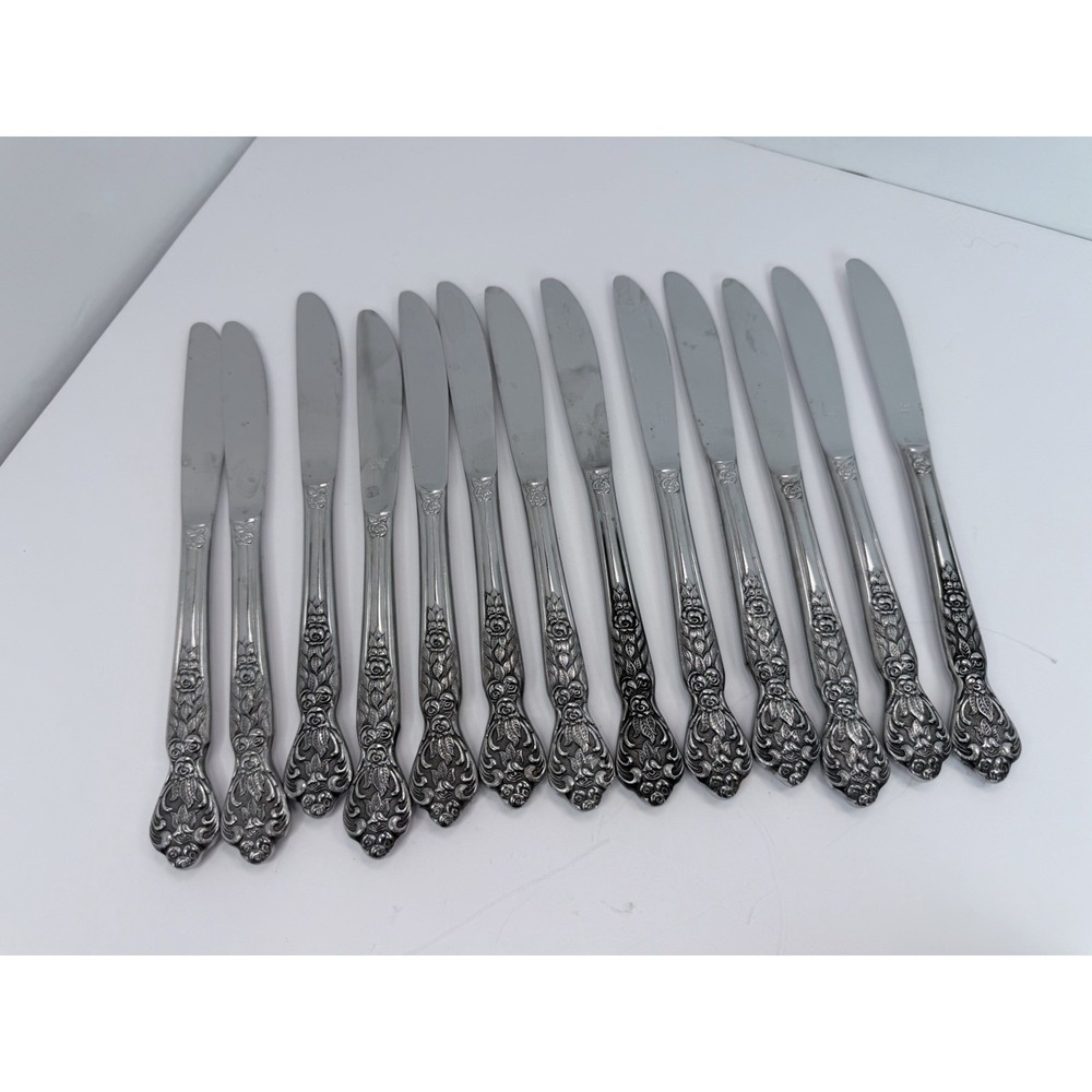 Versailles Dinner Knives Stainless by MSI Japan Set Of 13 Floral